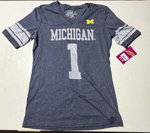 NWT Campus Heritage University of Michigan Wolverines Jersey V-Neck Shirt Sz M